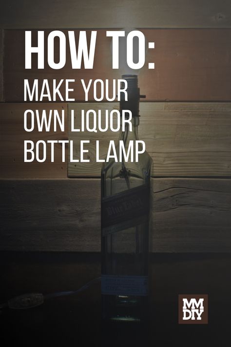 Liquor Bottle Lights, Diy Bottle Lamp, Bottle Lamp Kit, Homemade Lamps, Liquor Bottle Lamp, Build A Farmhouse Table, Liquor Bottle Crafts, New Desk, Vase Holder