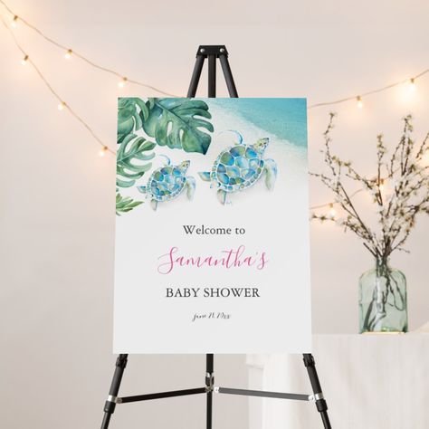 Sea Turtle Baby Shower Welcome Sign Watercolor - sea turtle party gifts Turtle Baby Shower Theme, Turtle Baby Shower, Turtle Baby, Baby Sea Turtle, Foam Boards, Turtle Birthday, Turtle Party, Shower Welcome Sign, Baby Turtles