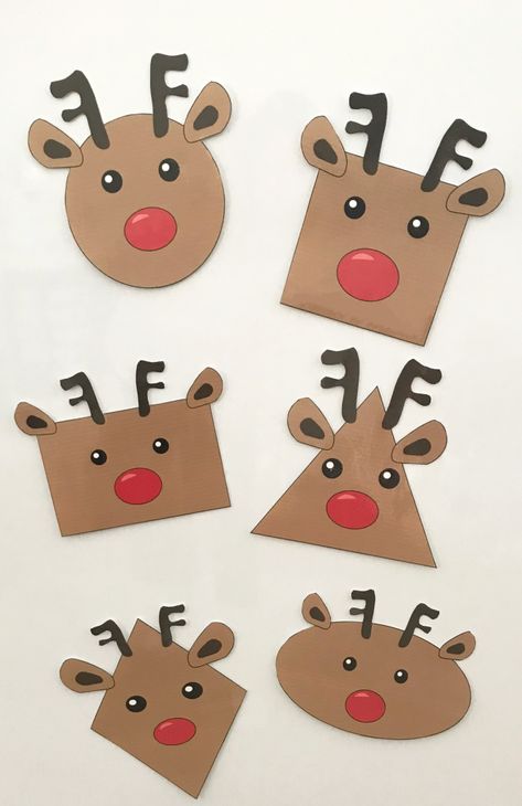 Deer Art And Craft Preschool, Rain Deer Crafts Christmas For Kids, Ruldoph The Red Nose Reindeer Crafts, Shape Reindeer Craft, Reindeer Craft Kindergarten, Deer Crafts Preschool, Pumpkin Songs, Reindeer Shapes, Deer Craft