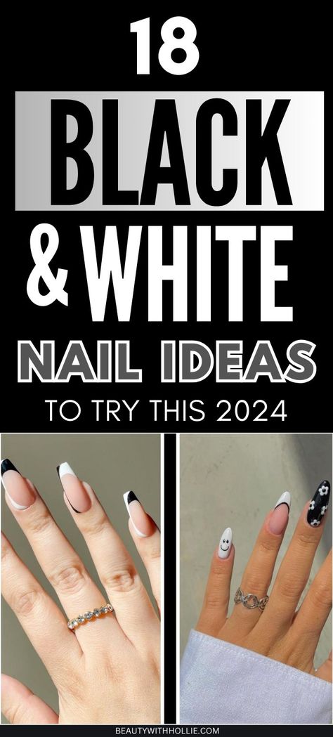 18 Black and White Nail Design Ideas for 2024 Nails Summer Black, Nails Monochrome, White Nails Spring, Black And White Nail Design, White Nail Design Ideas, Nails Inspiration Black, White Nail Design, Monochrome Nails, White Summer Nails