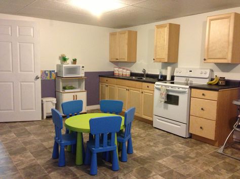 Daycare kitchen, lunch time! Daycare Kitchen Ideas, Daycare Kitchen Setup, Daycare Kitchen, In Home Daycare Ideas, Daycare Lunch Ideas, Daycare Setup, Home Daycare Ideas, Home Childcare, Kitchen Setup