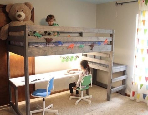 Diy Loft Bed With Desk, Princess Loft Bed, Loft Bed Desk, Lofted Dorm Beds, Reading Loft, Build A Loft Bed, Diy Loft, Bunk Bed Plans, Loft Bed Plans