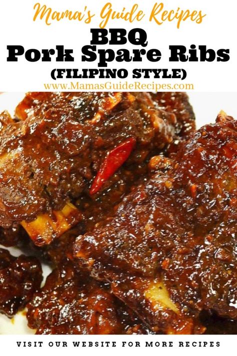 BBQ Pork Spare Ribs (Filipino Style) - Mama's Guide Recipes Beef Spare Ribs, Grilled Spare Ribs, Pork Rib Marinade, Bbq Pork Spare Ribs, Pork Spare Ribs Recipe, Spareribs Recipe, Bbq Spare Ribs, Easy Filipino Recipes, Bbq Pork Ribs