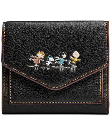 COACH Peanuts' Boxed Small Wallet in Refined Natural Pebble Leather with Snoopy | macys.com Best Black Friday, Crossbody Clutch, Small Wallet, American Design, Small Boxes, Leather Working, Pebbled Leather, Coach Bags, Continental Wallet