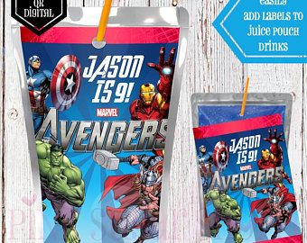 Team Snacks, Marvel Birthday Party, Juice Pouch, Avengers Theme, Avenger Birthday Party, Avengers Party, Capri Sun, Avengers Birthday, Superhero Birthday Party