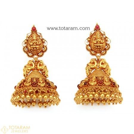 Temple Jewellery Earrings Kids Gold Jewellery, Gold Jewelry Design, Indian Gold Jewellery, Indian Gold Jewellery Design, Temple Jewellery Earrings, Indian Gold Jewelry, Gold Earrings Indian, Gold Jhumka Earrings, Gold Temple Jewellery