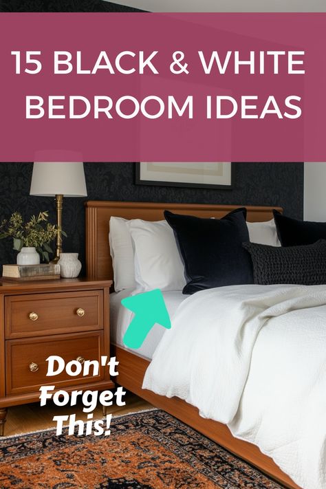 Get some elegant inspo for black and white bedrooms with these 15 ideas. Black White Bedroom Ideas, Black And White Bedrooms, Black And White Bedroom Ideas, Black White Bedroom, White Bedrooms, Black And White Bedroom, Black White Bedrooms, White Bedroom Ideas, Black Bed Frame