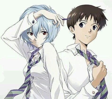 Rei and shinji Evangelion Shinji, Simple Anime, Evangelion Art, Neon Evangelion, Rei Ayanami, Anime Wall Art, Neon Genesis Evangelion, Cute Icons, Good News