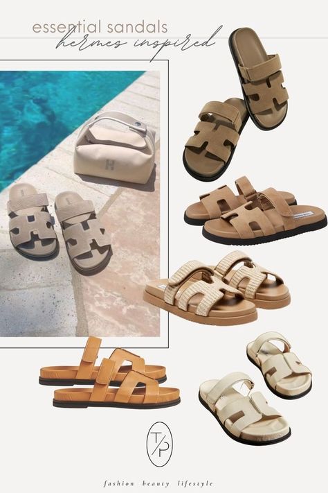 board of sandals inspired by hermes Chypre Sandal Hermes, Everyday Chic Outfits, Hermes Slides, Sandals Hermes, Hermes Sandals, Cute Slides, New Balance Outfit, Sneakers Heels, Sandals Outfit