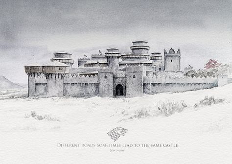 Winterfell Art, Jon Snow Quotes, Winterfell Castle, Game Of Thrones Castles, Game Of Thrones Arya, Scene Drawing, Asoiaf Art, Marvel Superhero Posters, Castle Art