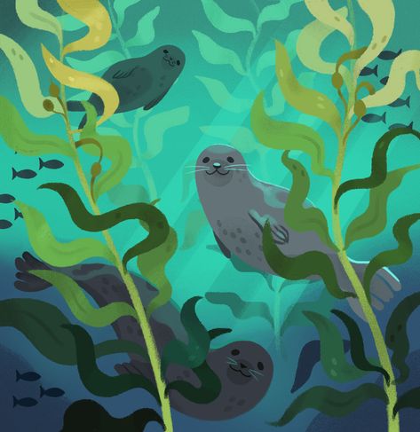 Ocean Illustration, Kelp Forest, Animal Illustration Art, Posca Marker, Posca Art, Art Forest, Art Sea, Forest Art, Ocean Art