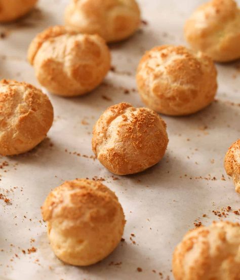 Cheese Puffs - Preppy Kitchen Cheese Puffs Recipe, Choux Dough, Adult Snacks, Choux Buns, Cheese Puff, Preppy Kitchen, Cheese Puffs, Cream Puffs, Game Food