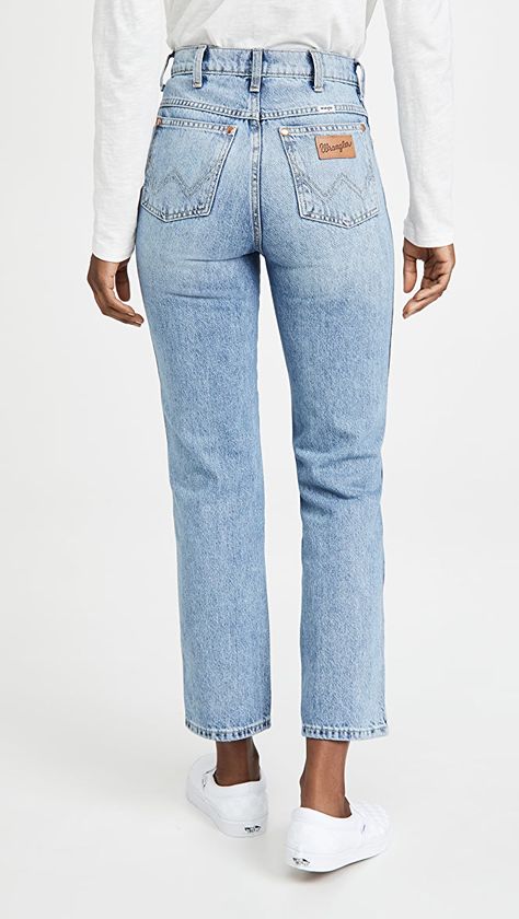 Wrangler Wild West High Rise Straight Jeans | SHOPBOP School Outfit Ideas, High School Outfits, High Rise Straight Jeans, Cozy Fall Outfits, Casual College Outfits, Vintage Wrangler, Wrangler Jeans, Back To School Outfits, Preppy Outfits