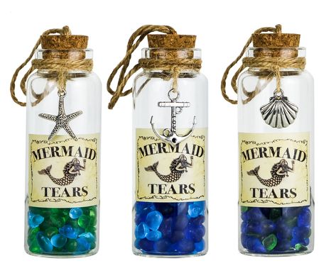 PRICES MAY VARY. Glass jar Dimension 3.35" height, 1.20" dia. Inside bottle filled with sea glass. Glass jar cork with jute wrap hanging metal charms anchor shell and starfish set of 3 pack in color box. Use as beach nautical christmas ornament and perfect gift for him and her. Glass jar Dimension 3.35" height, 1.20" dia. Inside bottle filled with sea glass. Glass jar cork with jute wrap hanging metal charms anchor shell and starfish set of 3 pack in color box. Use as beach nautical christmas or Beach Mason Jars, Sea Themed Decor, Mermaid Christmas Ornaments, Nautical Christmas Ornaments, Coastal Ornament, Diy Beach Decor, Mermaid Christmas, Glass Fishing Floats, Nautical Christmas