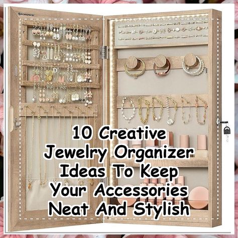 Discover 10 creative jewelry organizer ideas that will transform your space and keep your accessories neat and stylish. From DIY solutions to chic storage options, these innovative designs will not only declutter your collection but also showcase your favorite pieces beautifully. Whether you have a small collection or a vast array of jewelry, these ideas will inspire you to create a functional and aesthetically pleasing display. Say goodbye to tangled necklaces and mismatched earrings! Jewelry Organizing Ideas, Jewelry Organizer Ideas, Organizer Ideas, Box Organizer, Jewelry Organizer Box, Organizing Ideas, Jewelry Organizer, Creative Jewelry, Organization Hacks