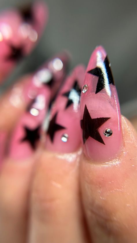 Pink Star Nails, Book Me, Pink Star, Nails Manicure, Star Nails, Pink Stars, Black Nails, Me Now, Nail Artist