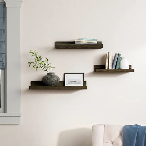 Study Shelves, Minimalistic Furniture, Home Ideas Kitchen, Wood Floating Shelf, Work Decor, Rustic Wall Shelves, Solid Wood Shelves, Senior Project, Wood Wall Shelf