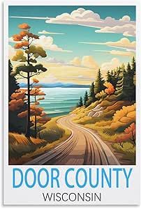 KmoNo Door County Wisconsin Vintage Travel Poster 08x12inch(20x30cm) Wall Decor Painting Canvas Wall Art Living Room Poster Bedroom Wall Decor Painting, Door County Wisconsin, Canvas Wall Art Living Room, Living Room Poster, Poster Bedroom, Painting Canvas Wall, Downstairs Bathroom, Door County, Vintage Travel Poster