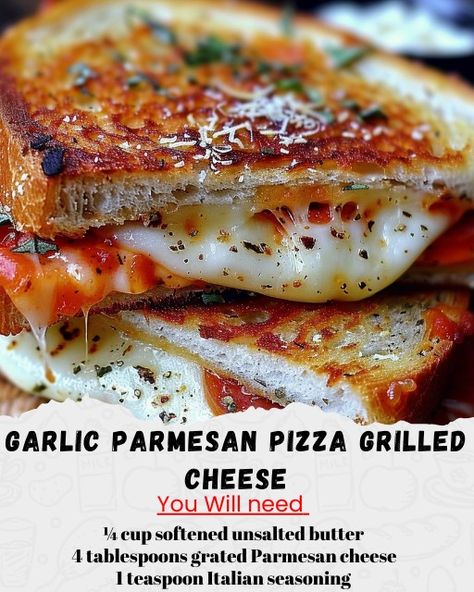 Lisa’s recipes  - Garlic Parmesan Pizza Grilled Cheese... Garlic Parmesan Grilled Cheese, Garlic Parmesan Pizza Grilled Cheese, Garlic Parmesan Pizza, Garlic Parmesan Butter, Parmesan Butter, Recipe For Pizza, Parmesan Pizza, Pizza Grilled Cheese, Lisa S