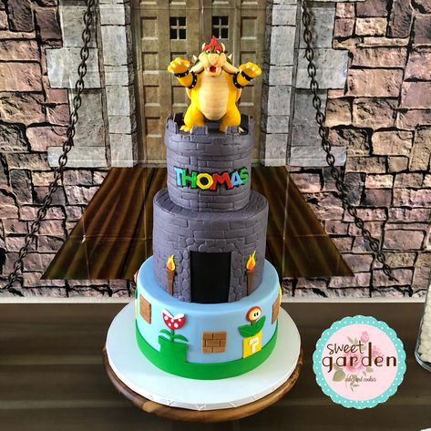 Bowser Cake, Bowser Birthday, Mario Birthday Cake, Super Mario Cake, Mario Cake, Cakes And Cookies, Mario Birthday Party, Garden Cakes, Super Mario Birthday