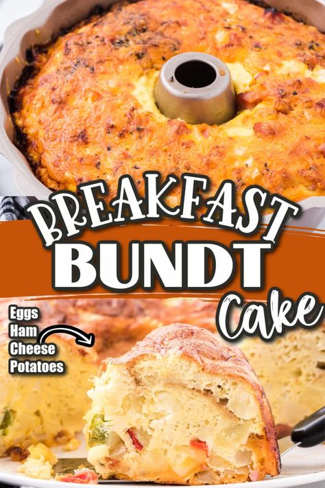 Breakfast Bundt Cake Breakfast Bundt, Easy Breakfast Dishes, Breakfast Bundt Cake, Bundt Pan Recipes, Eggs Potatoes, Bundt Recipes, Bundt Cake Recipe, Bundt Cake Pan, Family Eating