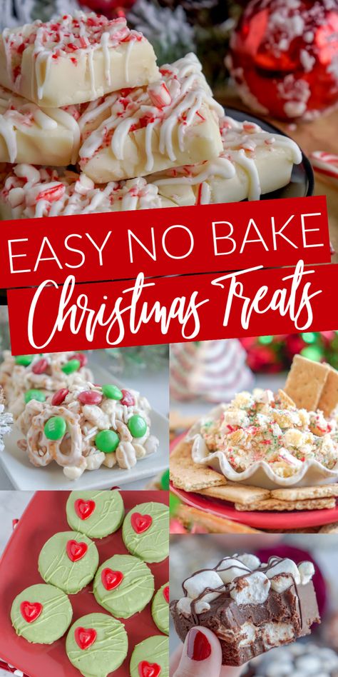 Easy No Bake Christmas Treats! Easy No Bake Recipes for Christmas and Holiday Parties! Grinch Cookies, Cookie Dip, Little Debbie Christmas Cake Dip, Hot Chocolate Fudge, Crockpot Candy and MORE! #lemonpeony #christmastreats #nobakerecipes #nobakedesserts Walking Desserts, No Bake Christmas Treats, Christmas Sweets Recipes, Easy Christmas Nails, Cookie Dip, No Bake Christmas, Easy Christmas Candy Recipes, Holiday Treats Recipes, Christmas Candy Easy