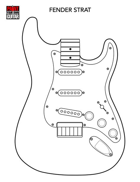 Fender Stratocaster Drawing, Fender Guitar Drawing, Pixel Guitar, Guitar Art Project, Guitar Template, Cardboard Guitar, Guitar Outline, Guitar Shapes, Guitar Patterns