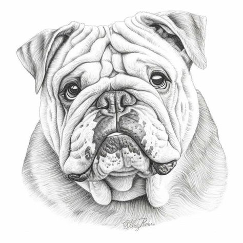 English Bulldog Sketch, Dog Sketch Easy, Bulldog Sketch, Dog Pencil Drawing, English Bulldog Art, Bulldog Drawing, Bear Sketch, Bee Artwork, Bulldog Tattoo