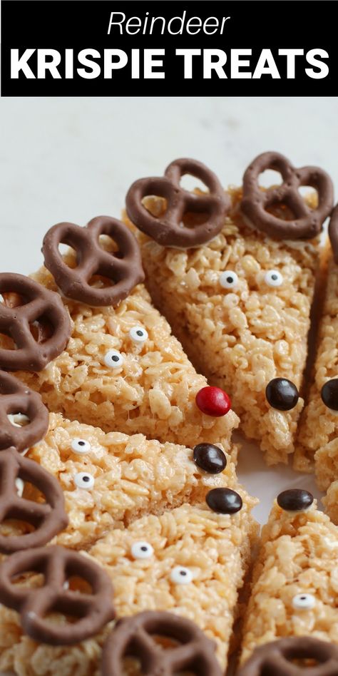 Reindeer Rice Krispie Treats Reindeer Treats, Krispy Treats, Festive Desserts, Rice Krispy, Marshmallow Creme, Incredible Recipes, Rice Krispie Treats, Christmas Snacks, Rice Krispie