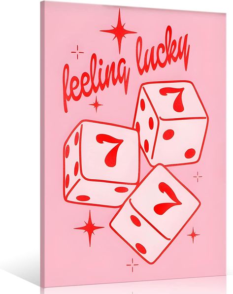 Cmoqtiv pink lucky Lucky number 7 dice aesthetic posters funny preppy playing card canvas wall art game room prints painting retro trendy modern wall decor for teen girl bedroom dorm 12x16in unframed Dice Aesthetic, Funny Preppy, Wall Art Game Room, Posters Funny, Pink Canvas Art, Game Room Wall Art, Retro Painting, Aesthetic Posters, Bar Cart Art