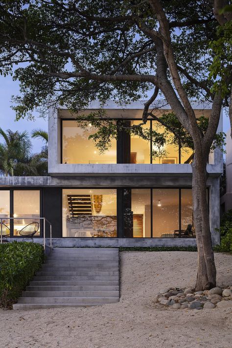 Photo 3 of 11 in A Concrete Beach House in Mexico Opens a Portal to Epic Surfing - Dwell Modern Concrete Homes, Modern Surf Shack, Concrete Beach House, Mexican Beach House, Concrete Home Design, Exterior Beach House, Modern Concrete House, House In Mexico, Concrete Exterior