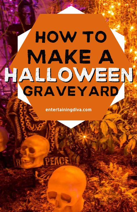 Halloween Decorations Outdoor Big Yard, Graveyard Signs Halloween, Halloween Outdoor Scenes, Halloween Yard Decorations Graveyard, Cemetary Decorating Ideas Halloween, Spooky Cemetery Graveyards, Diy Halloween Cemetary Ideas, Diy Cemetary Decorations Halloween, Graveyard Scenes For Halloween