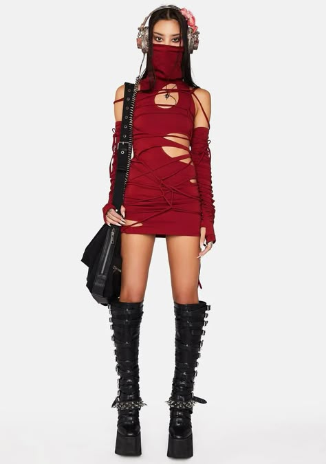 Red Festival Outfit, Red Rave Outfit, Rave Fit, Rave Fits, Rave Style, Rave Clothes, Festival Outfits Rave, Burning Man Fashion, Fishnet Top