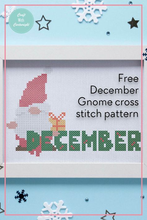 Free December Gnome Cross Stitch pattern: Unleash the Festive Vibes! - Gnome Cross Stitch, Gnome Hat, Special Symbols, Framed Cross Stitch, Dmc Embroidery Floss, Cross Stitch Needles, Needle Point, Free Cross Stitch, New Month