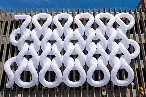 A Giant Inflatable Structure Inspired by Knit Fabrics - Core77 Textile Installation Art, Inflatable Structure, Inflatable Sculpture, Bar Events, Textile Manufacturing, Knit Structure, Providence Rhode Island, Giant Inflatable, Knit Fabrics