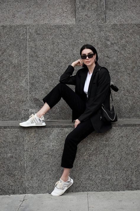 The Elevated White Sneaker Adidas Nmd Outfit Women Style, Adidas Nmd Women Outfit, White Nmd Outfit Women, Nmd Women Outfit, Nmd Adidas Women Outfit Ideas, Adidas Nmd R1 Women Outfit, Nmd Outfits Women, Nmd R1 Outfit, Adidas Nmd Outfit