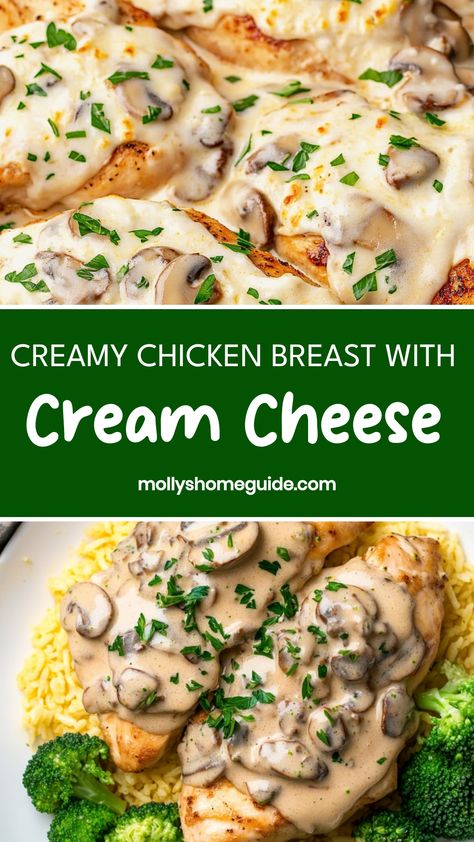 Discover the ultimate comfort food with our chicken breast with cream cheese recipe! This creamy and flavorful dish is perfect for a cozy family dinner or a special weekend meal. Tender chicken breasts stuffed with rich cream cheese filling, then baked to perfection - it's a delicious combination that will surely impress your loved ones. Indulge in every bite of this savory and satisfying dish that is easy to make yet looks and tastes gourmet. Easy Chicken Recipes Cream Cheese, Chicken Breast Cream Cheese Recipes, Cream Cheese Sauce For Chicken, Chicken And Cream Cheese Recipes, Chicken Breast With Cream Cheese, Chicken With Cream Cheese, Cream Cheese Stuffed Chicken Breast, Stuffed Chicken Breast Recipes, Stuffed Chicken Breast Cream Cheese