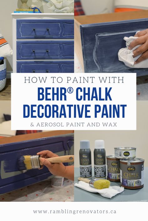 Chiffarobe Ideas, Behr Chalk Paint, Coastal Dresser, Simple Decorating Ideas, Laundry Room Countertop, Blue Painted Furniture, Chalk Paint Wax, Simple Decorating, Blue Dresser