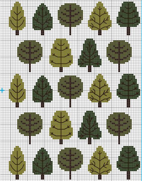 Christmas Tree Alpha Pattern, Pine Tree Pattern, Tree Cross Stitch Pattern, Tree Cross Stitch, Unicorn Cross Stitch Pattern, Cross Stitch Silhouette, Tiny Cross Stitch, Mochila Bag, Fair Isle Knitting Patterns