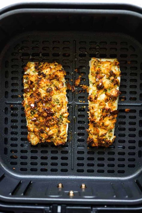 Air Fryer Halibut Recipe (Pistachios Crusted) - Enjoy Clean Eating Halibut Air Fryer, Air Fried Chicken Tenders, Halibut Recipe, Air Fryer Fish Recipes, Buffalo Ranch Chicken, Halibut Recipes, Air Fryer Fish, Buffalo Ranch, Dinners To Make