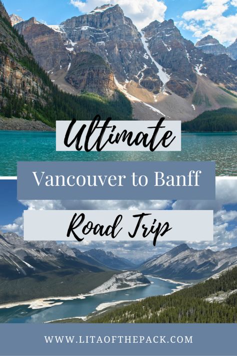 Go on a road trip that will leave you absolutely speechless. See vibrant blue lakes, gorgeous mountain views, and abundant wildlife. Take this epic Vancouver to Banff Canada road trip for the adventure of a lifetime. Fall in love with destinations like Banff and Whistler. There's truly no better trip if you are an outdoorsy lover. You'll see why everyone is talking about the stunning beauty in Canada. Tips on when to go and where to stay on this epic Canadian journey. Vancouver To Banff Road Trip, Banff Road Trip, Icefields Parkway, Canada Trip, Banff Canada, Canada Road Trip, Jasper National Park, Emerald Lake, Lake Louise