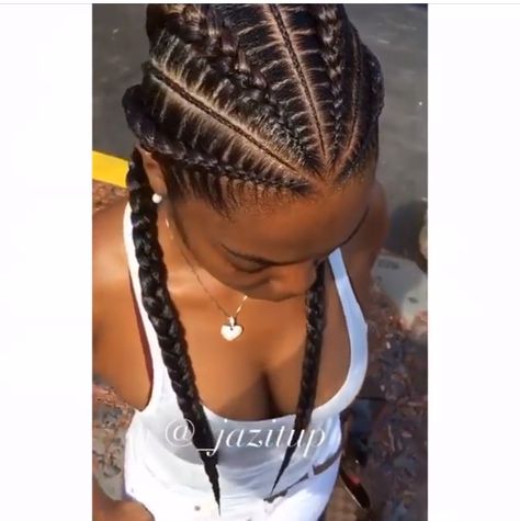 Four French Braids, Four Feed Ins Braids, Two Braid Hairstyles, Feed In Braids Hairstyles, Goddess Braids Hairstyles, African Hair Braiding Styles, French Braid Hairstyles, Afrikaanse Mode, Braided Cornrow Hairstyles