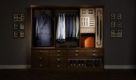 Kingsman Wardrobe Kingsman The Secret Service, Gentleman's Wardrobe, Bad Time, Men Closet, Tailor Shop, Shoes Handmade, Savile Row, Closet Ideas, Closet Designs