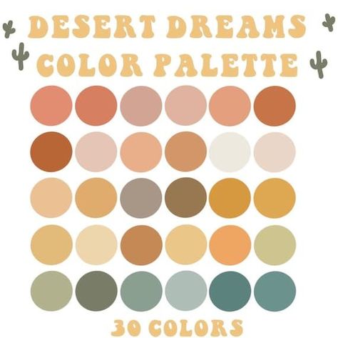 Desert Dreams Procreate Color Palette - Etsy in 2022 | Vintage colour palette, Retro color palette, House color palettes Desert Dreams Color Palette, Procreate Color Palette Aesthetic, Desert Colour Palette, Art Colour Palettes, Desert Mood Board, Hippie Color Palette, All Color Palette, Color Palette For Bedroom, Desert Aesthetic Decor