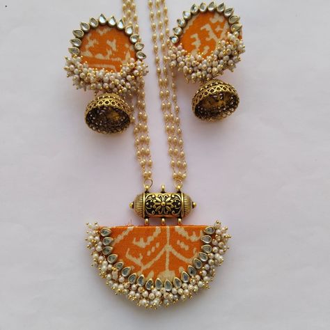 Rate. 990+$ IN60 Febric Jwellery Idea, Diy Necklace Designs, Cloth Earrings, Cloth Jewellery, Diy Earrings Materials, Simple Necklace Designs, Flower Jewelry Designs, Navratri Collection, Salwar Pants