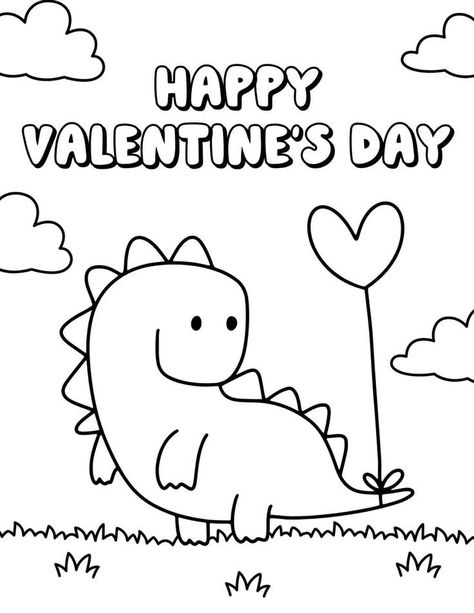 Valentines Printables Free Kids, Valentine Coloring Sheets, Printable Valentines Coloring Pages, Valentines Day Drawing, Dinosaur Valentines, Printable Valentines Day Cards, Valentines Day Coloring Page, Valentine Coloring Pages, Heart Coloring Pages