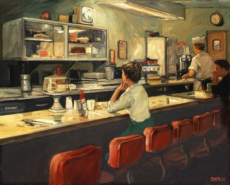 Sally Storch Sally Storch Painting, Diner Painting, Boston Museum Of Fine Arts, American Realism, Artist Work, Edward Hopper, Ap Art, Australian Art, Modern Artists