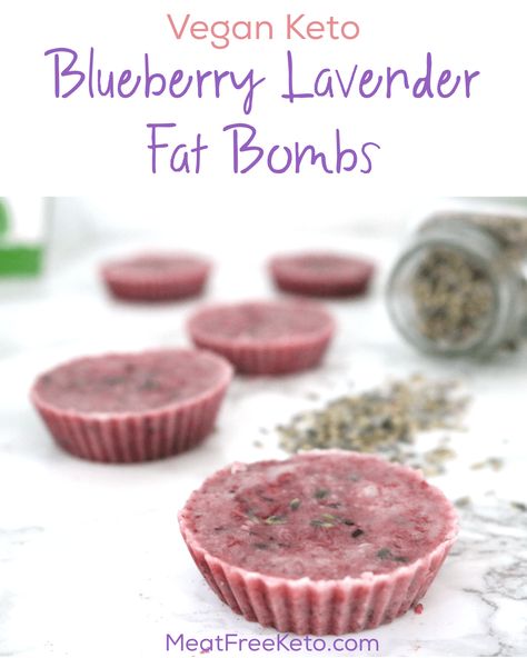 Blueberry Lavender Vegan Fat Bombs | Meat Free Keto - These sugar free, nut free blueberry lavender vegan fat bombs are just the thing to spice up your keto or low carb vegan routine! No Carb Food List, Blueberry Lavender, Vegan Keto Recipes, Lavender Recipes, Culinary Lavender, Keto Vegan, Low Carb Vegan, Keto Fat, Vegetarian Keto