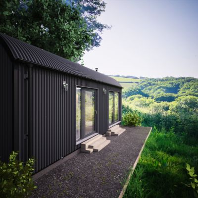 Corrugated Garden Room, Garden Cabins Uk, Black Garden Cabin, Kennel Makeover, Black Cabins, Garden Annexe, Log Cabins Uk, Corrugated Metal Roofing, Garden Office Ideas