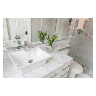 Marble Vanity with Banjo Ledge - Transitional - Bathroom - Other - by DSF Granite & Tile | Houzz Banjo Countertop, Doorless Shower Design, Transitional Bathrooms, Doorless Shower, Countertop Bathroom, Transitional Bathroom, Marble Vanity, Vanity Bathroom, Granite Tile